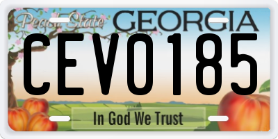 GA license plate CEV0185