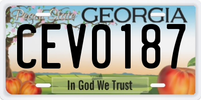 GA license plate CEV0187
