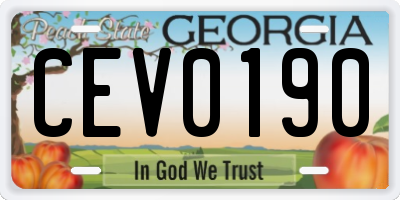 GA license plate CEV0190