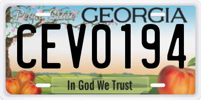 GA license plate CEV0194