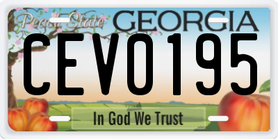 GA license plate CEV0195