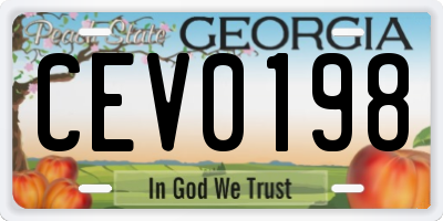 GA license plate CEV0198