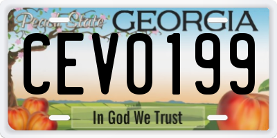 GA license plate CEV0199