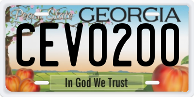 GA license plate CEV0200