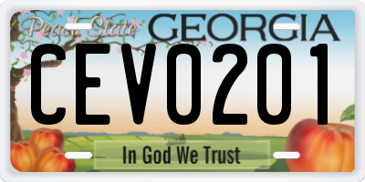 GA license plate CEV0201
