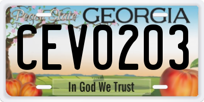 GA license plate CEV0203