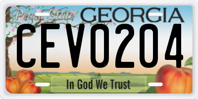 GA license plate CEV0204