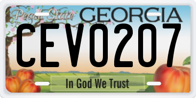 GA license plate CEV0207
