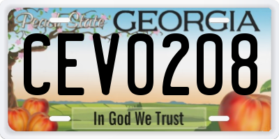 GA license plate CEV0208