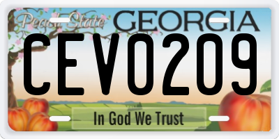 GA license plate CEV0209