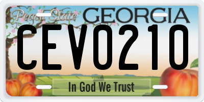 GA license plate CEV0210