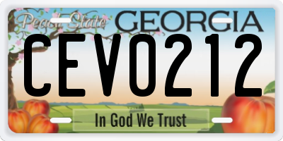 GA license plate CEV0212
