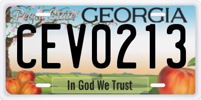 GA license plate CEV0213