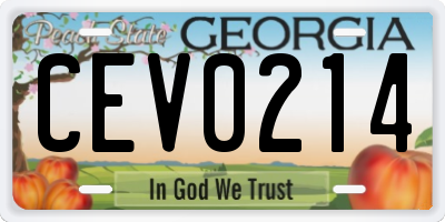 GA license plate CEV0214