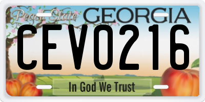 GA license plate CEV0216