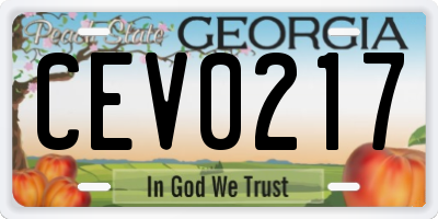 GA license plate CEV0217