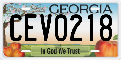 GA license plate CEV0218