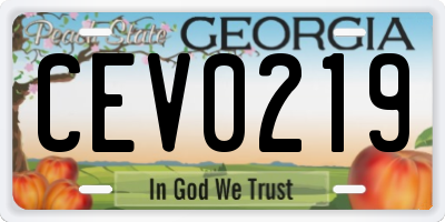 GA license plate CEV0219