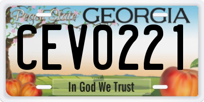 GA license plate CEV0221