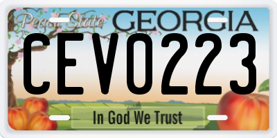 GA license plate CEV0223