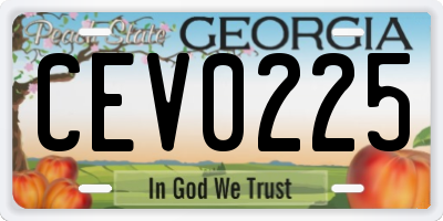 GA license plate CEV0225