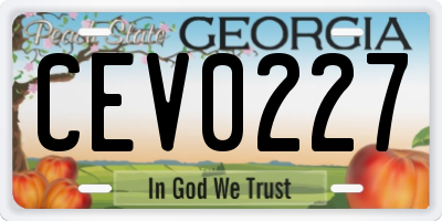GA license plate CEV0227