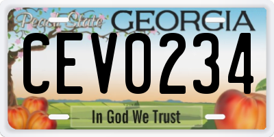 GA license plate CEV0234