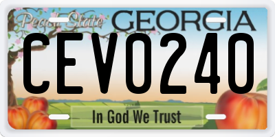 GA license plate CEV0240