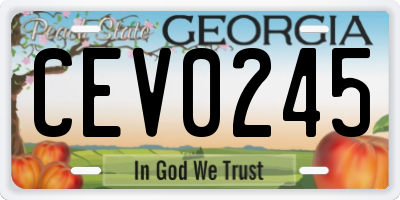 GA license plate CEV0245