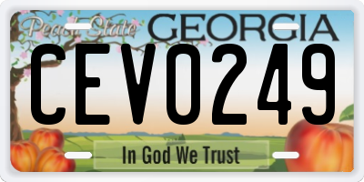 GA license plate CEV0249