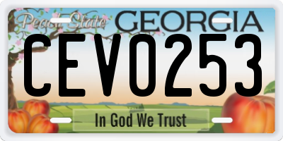 GA license plate CEV0253