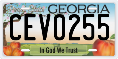 GA license plate CEV0255