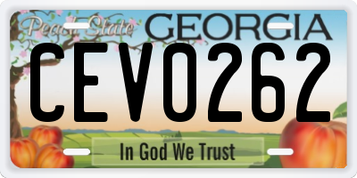 GA license plate CEV0262