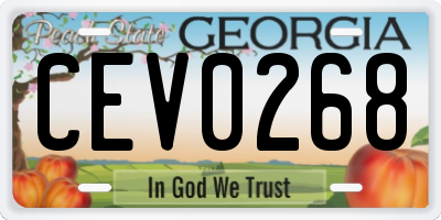 GA license plate CEV0268