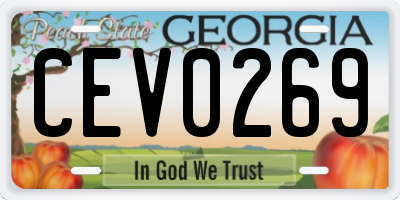 GA license plate CEV0269
