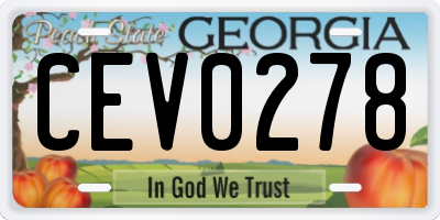 GA license plate CEV0278