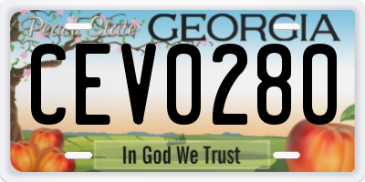 GA license plate CEV0280