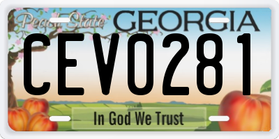 GA license plate CEV0281