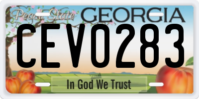 GA license plate CEV0283