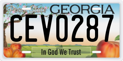 GA license plate CEV0287