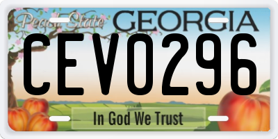GA license plate CEV0296