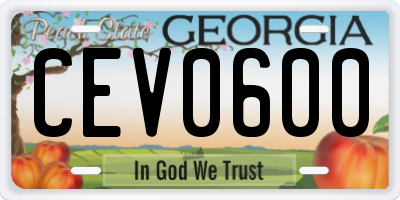 GA license plate CEV0600