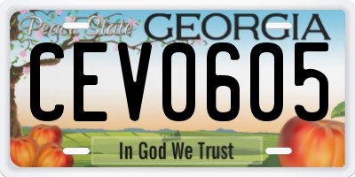 GA license plate CEV0605