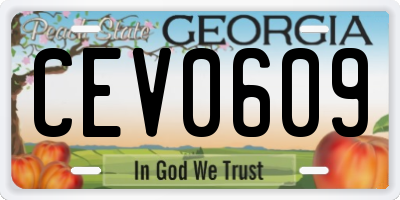GA license plate CEV0609