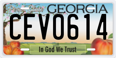 GA license plate CEV0614