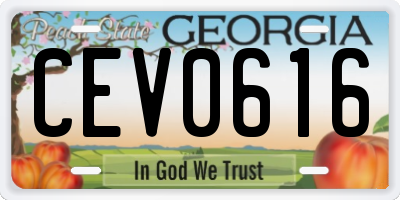 GA license plate CEV0616