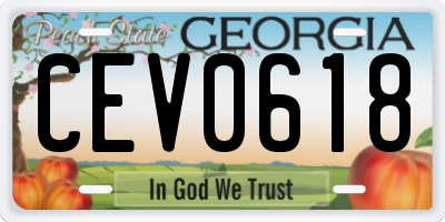 GA license plate CEV0618