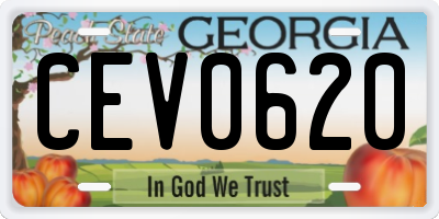 GA license plate CEV0620