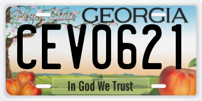 GA license plate CEV0621
