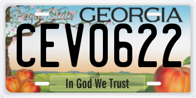 GA license plate CEV0622